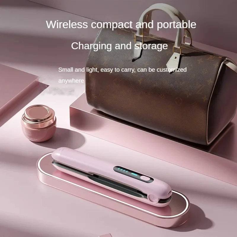 Wireless USB rechargeable mini hair straightener and curler with 5000mAh battery
