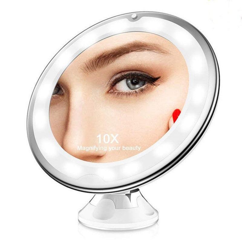 Compact white LED makeup mirror with bright supplement lights