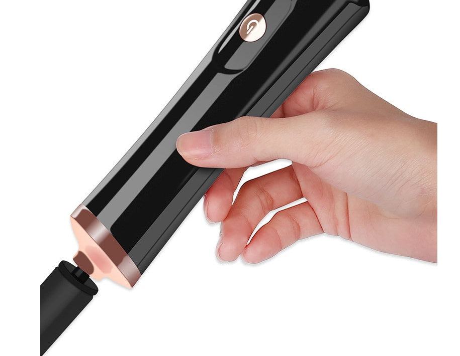 Electric makeup brush cleaner with ABS handle, silicone sleeve, and bottle for automatic brush cleaning