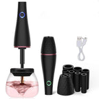 Black rechargeable electric makeup brush cleaner with ABS body