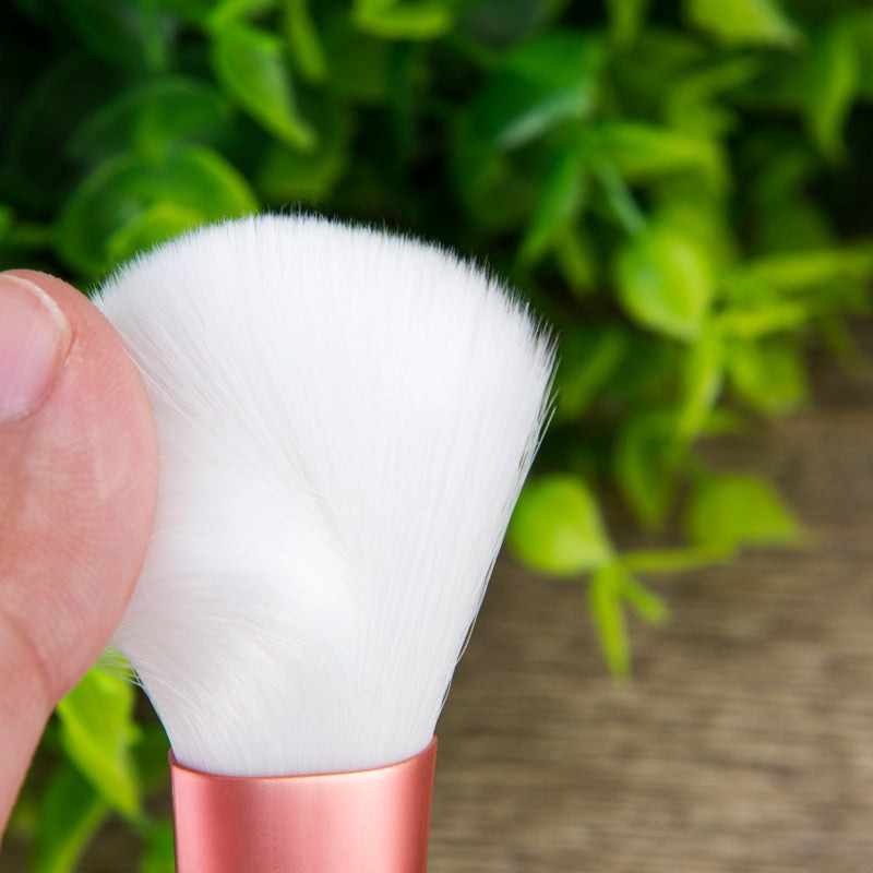 12-piece makeup brush set with soft nylon bristles and plastic handles