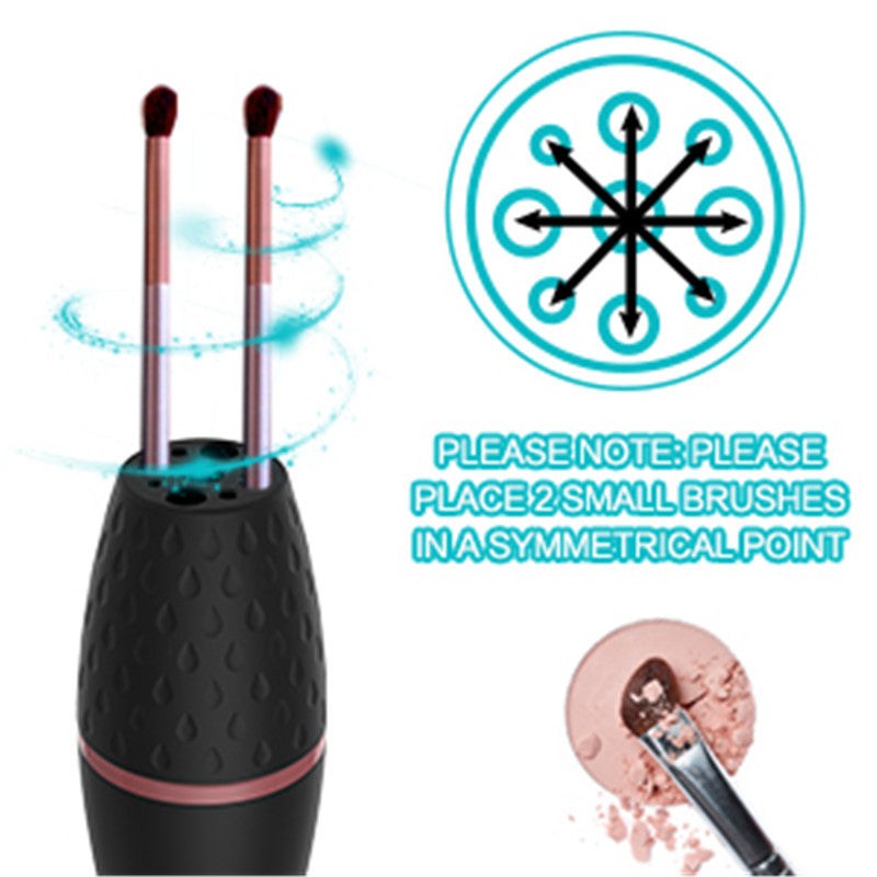 Black rechargeable electric makeup brush cleaner with ABS body
