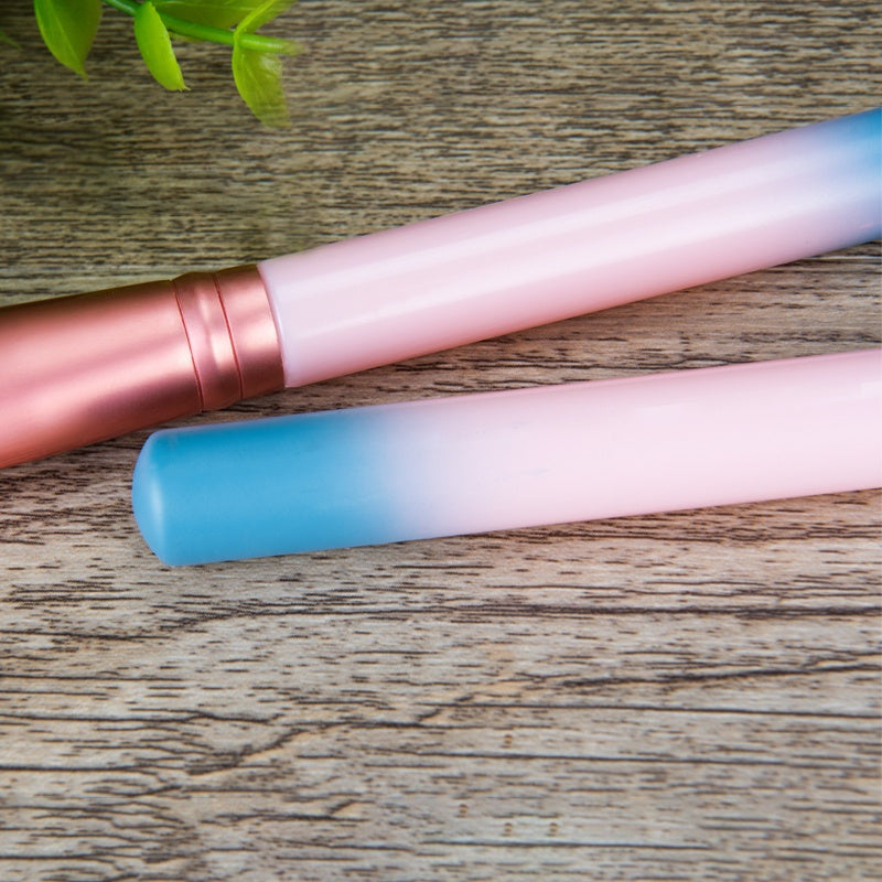 12-piece makeup brush set with soft nylon bristles and plastic handles