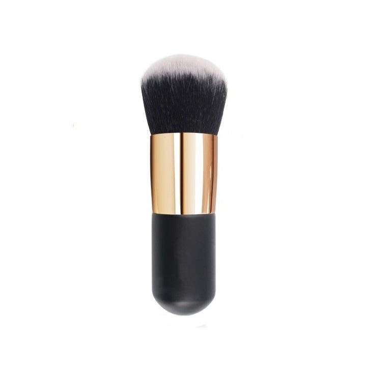 Chubby foundation and powder brush with soft rayon bristles and short wooden handle