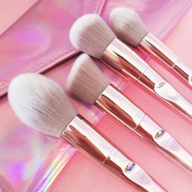 Makeup Brush Set with Pink Clutch Bag