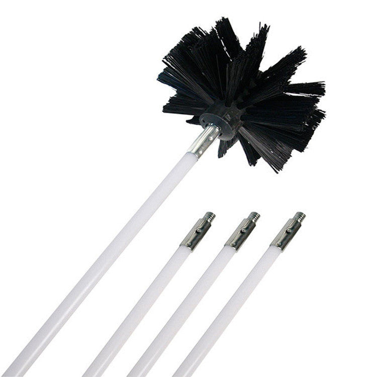 Pipe cleaning brush kit with extendable rods for dryer maintenance