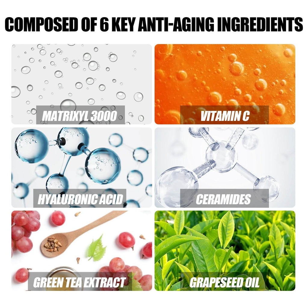 Anti-wrinkle firming essence bottle with hyaluronic acid, ceramide, and vitamin C