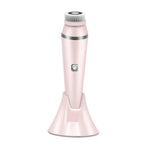 Electric ultrasonic face washing brush in white, green, and pink for deep pore cleansing