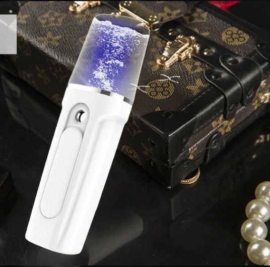 Portable nano mist facial sprayer with USB charging and built-in power bank