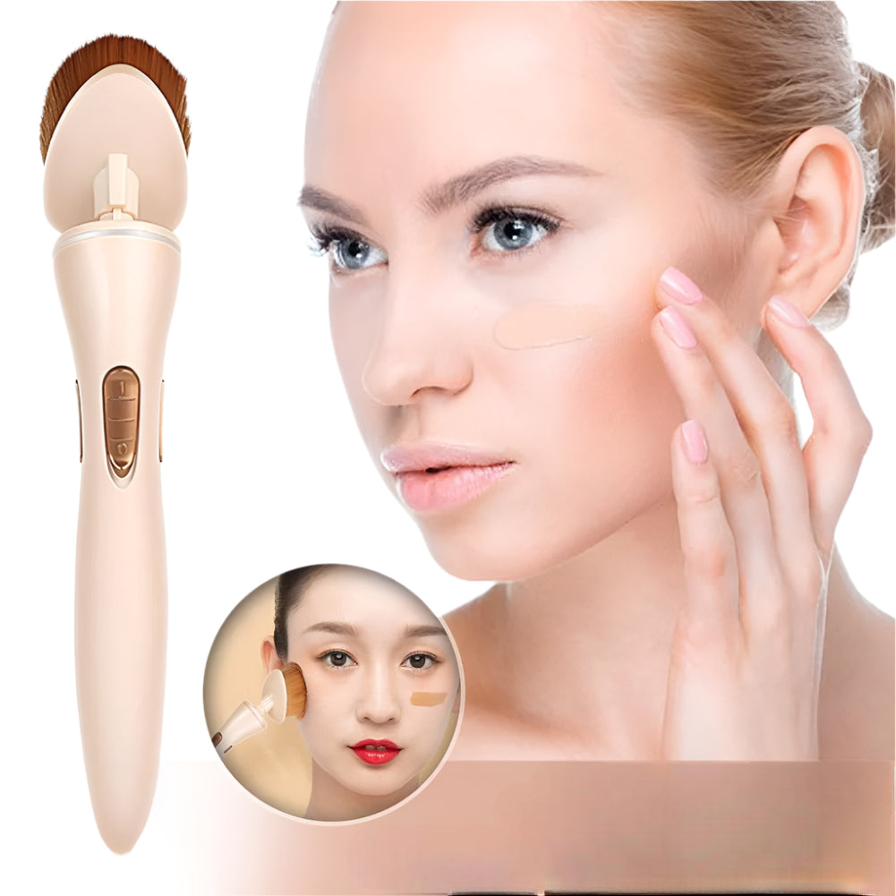 Beauty tool with a close-up of a woman's face and inset showing application on skin.