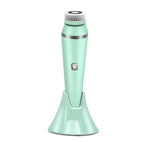 Electric ultrasonic face washing brush in white, green, and pink for deep pore cleansing