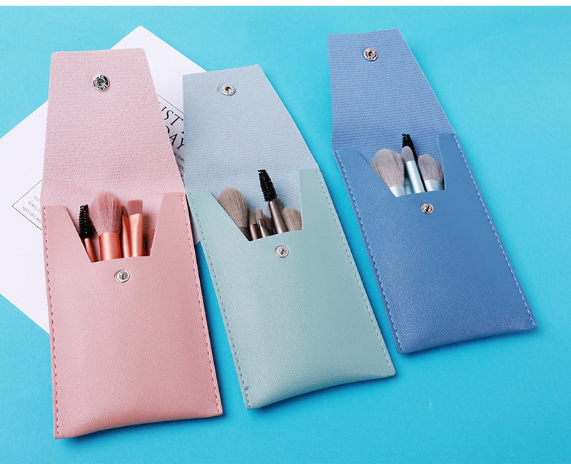 Portable 8-piece makeup brush set with soft bionic fiber bristles and PU storage bag
