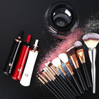 Electric makeup brush cleaner with ABS handle, silicone sleeve, and bottle for automatic brush cleaning