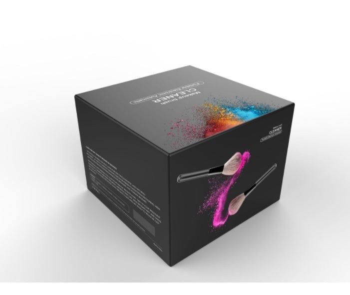 Electric makeup brush cleaner with ABS handle, silicone sleeve, and bottle for automatic brush cleaning