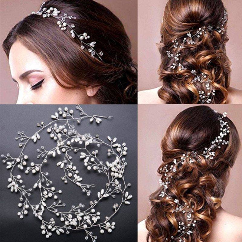 Crystal pearl wedding hair accessory in silver, gold, or rose gold