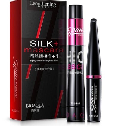 Silk fiber mascara set for thick, long, and smudge-proof lashes