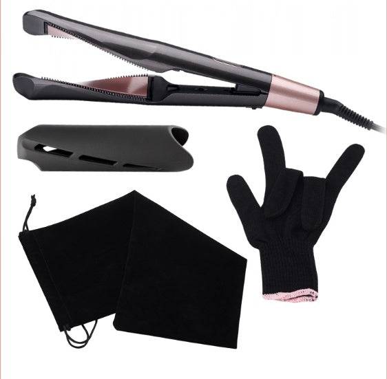 2-in-1 hair straightener and crimper with ceramic plates and LCD temperature display