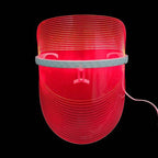 Transparent LED light therapy facial mask with red, blue, and yellow modes