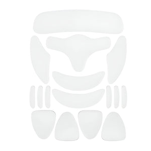 Set of white protective pads on a white background