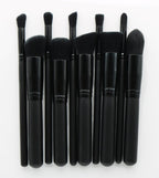 10-piece makeup brush set with rayon bristles and wooden handles