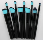 10-piece makeup brush set with rayon bristles and wooden handles