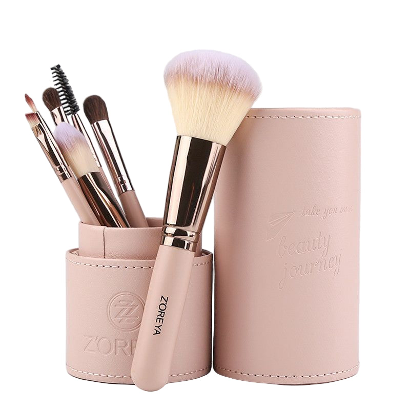 Makeup brush set with soft artificial fiber bristles and aluminum handles