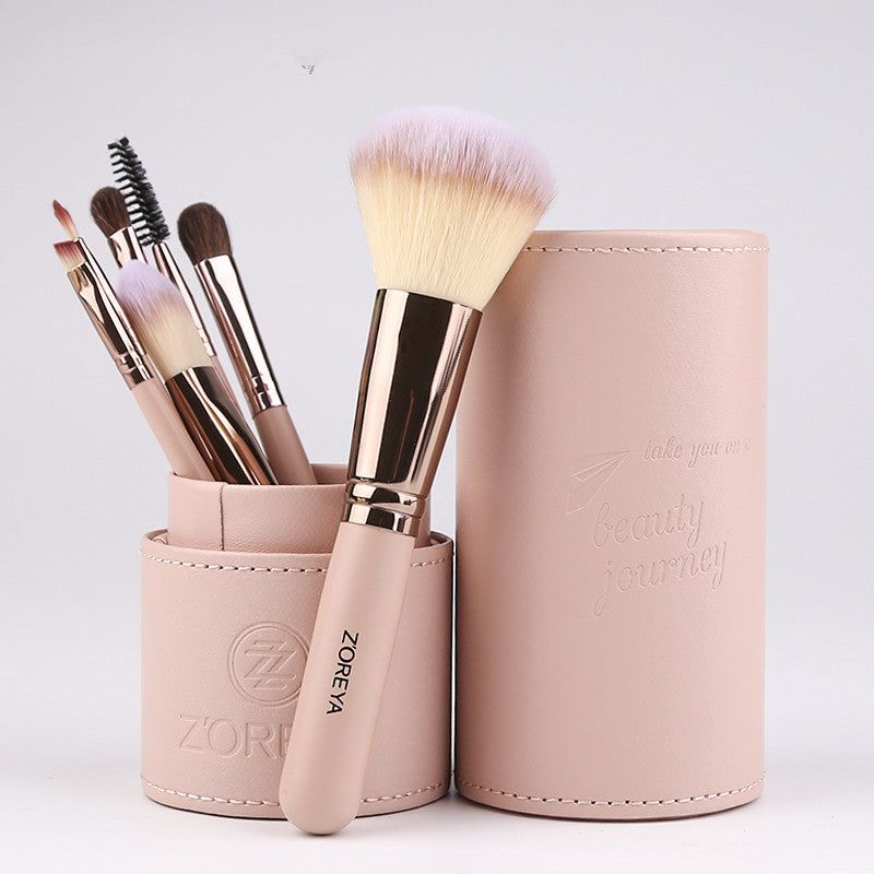 Makeup brush set with soft artificial fiber bristles and aluminum handles