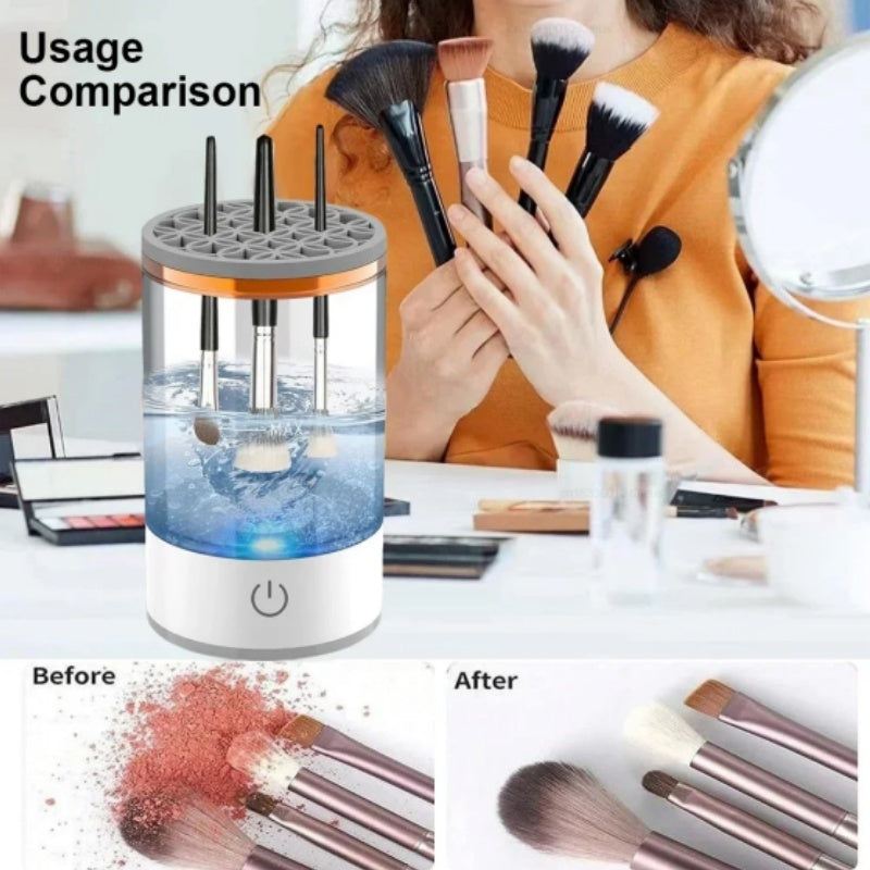 USB automatic makeup brush cleaner with rotating electric brush washing design