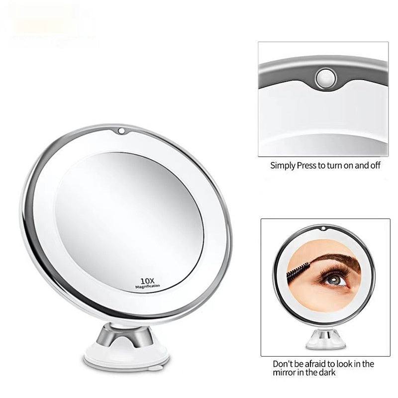 Compact white LED makeup mirror with bright supplement lights
