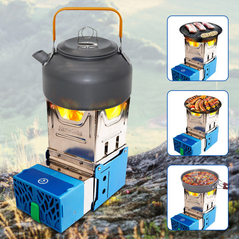 Fire Generator Electric Stove in light blue, folding broiler for camping