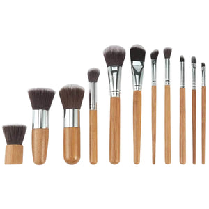 Makeup Brush Set Bamboo Handle Makeup Brush Collection with Linen Bag