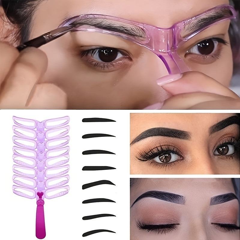 8-piece eyebrow stencil kit with reusable templates for shaping eyebrows