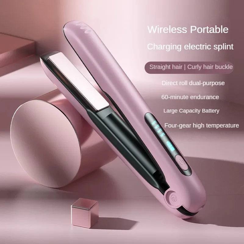 Wireless USB rechargeable mini hair straightener and curler with 5000mAh battery