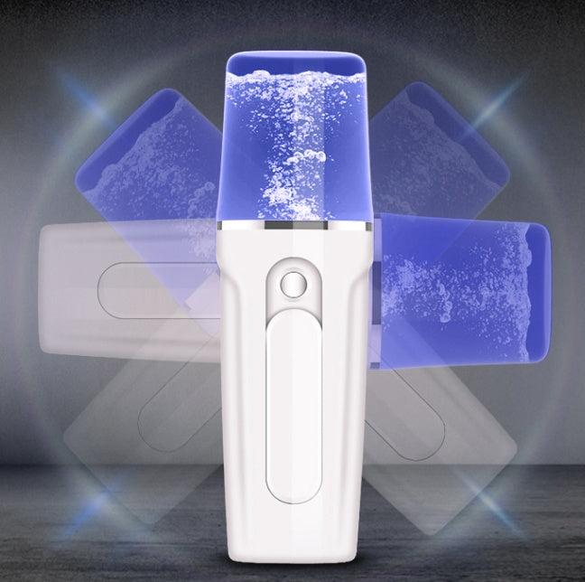 Portable nano mist facial sprayer with USB charging and built-in power bank