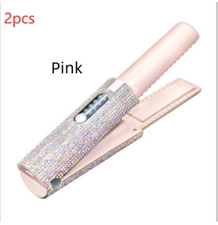 2-in-1 USB Electric Hair Straightening Brush & Curler