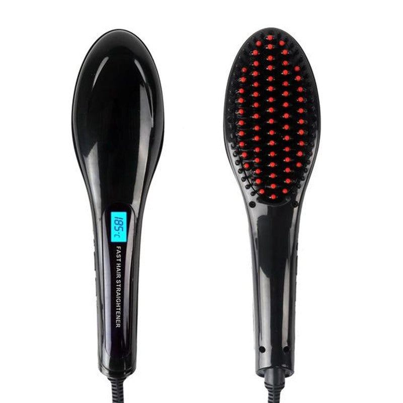 Paddle brush hair straightener with fast heating and ionic anti-frizz feature