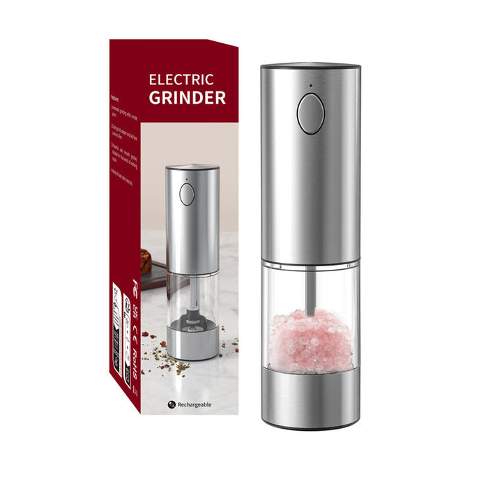 Electric Pepper Grinder in stainless steel for effortless spice grinding