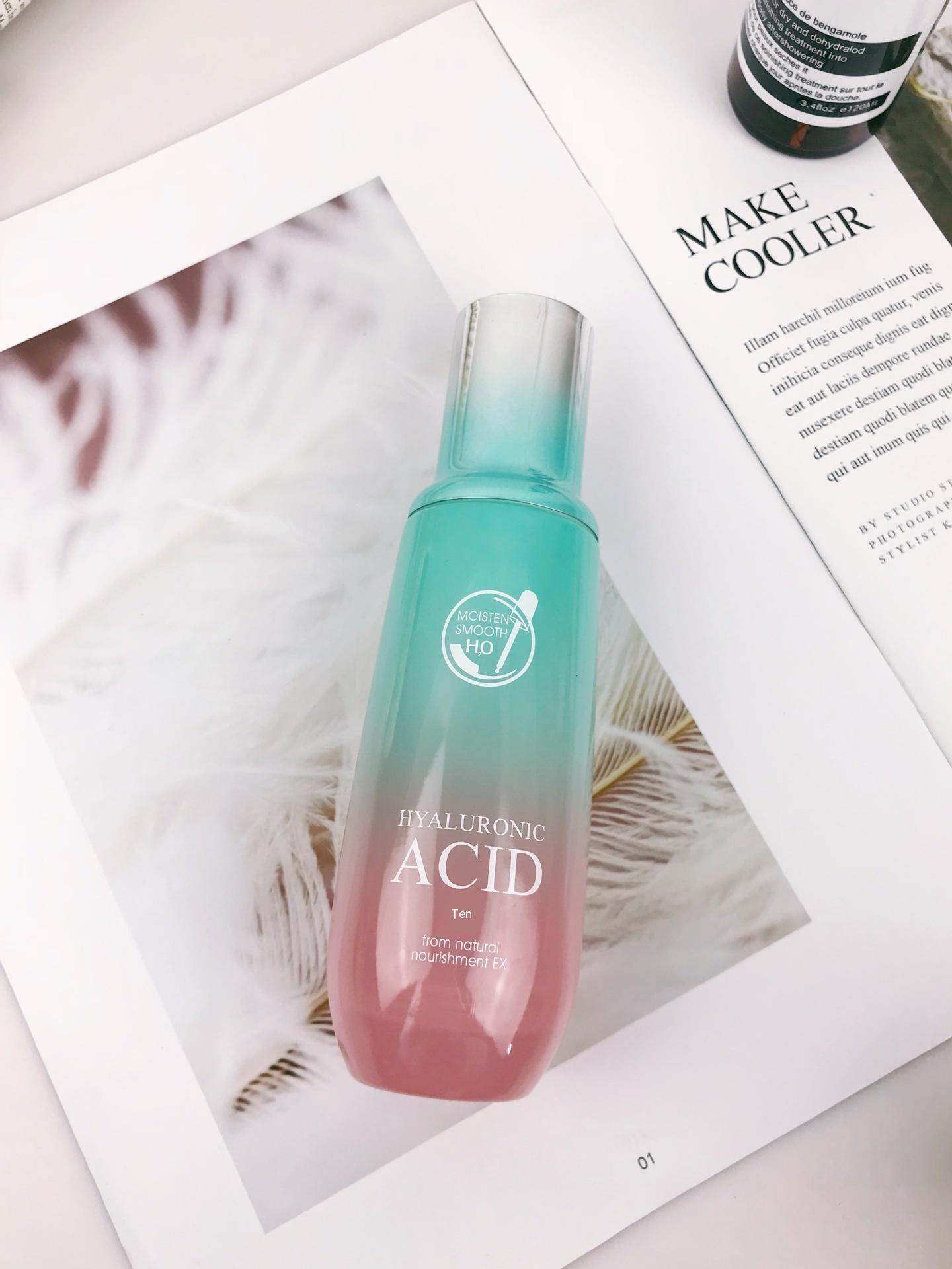 Hyaluronic acid facial care set with cleanser, creams, and lotions for women