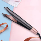 2-in-1 hair straightener and crimper with ceramic plates and LCD temperature display