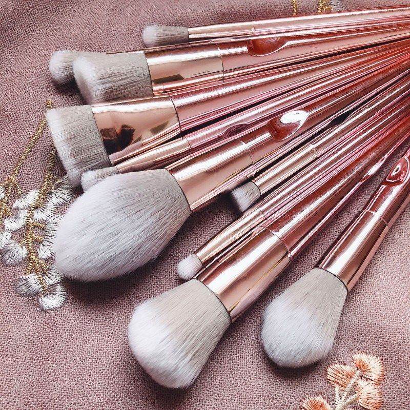 Makeup Brush Set with Pink Clutch Bag
