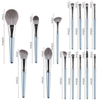 14-piece wooden handle makeup brush set with soft synthetic fibers and brush bag