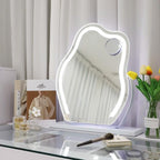 LED vanity makeup mirror with adjustable lights, wall mount, and 10X magnifying mirror