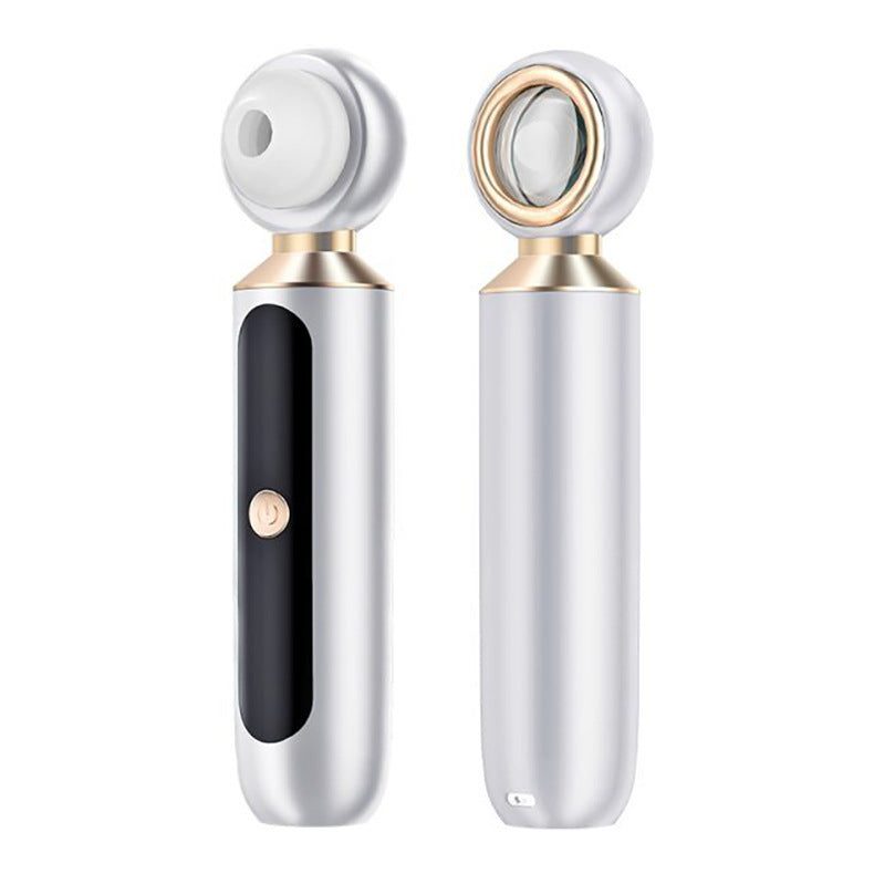 Portable visual blackhead remover with magnifying lens, LED light, and USB suction tips