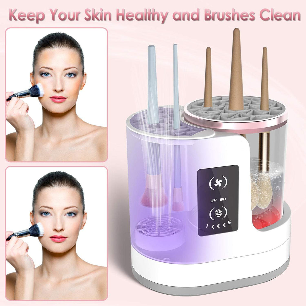 4-in-1 electric makeup brush cleaner with UV light and drying feature