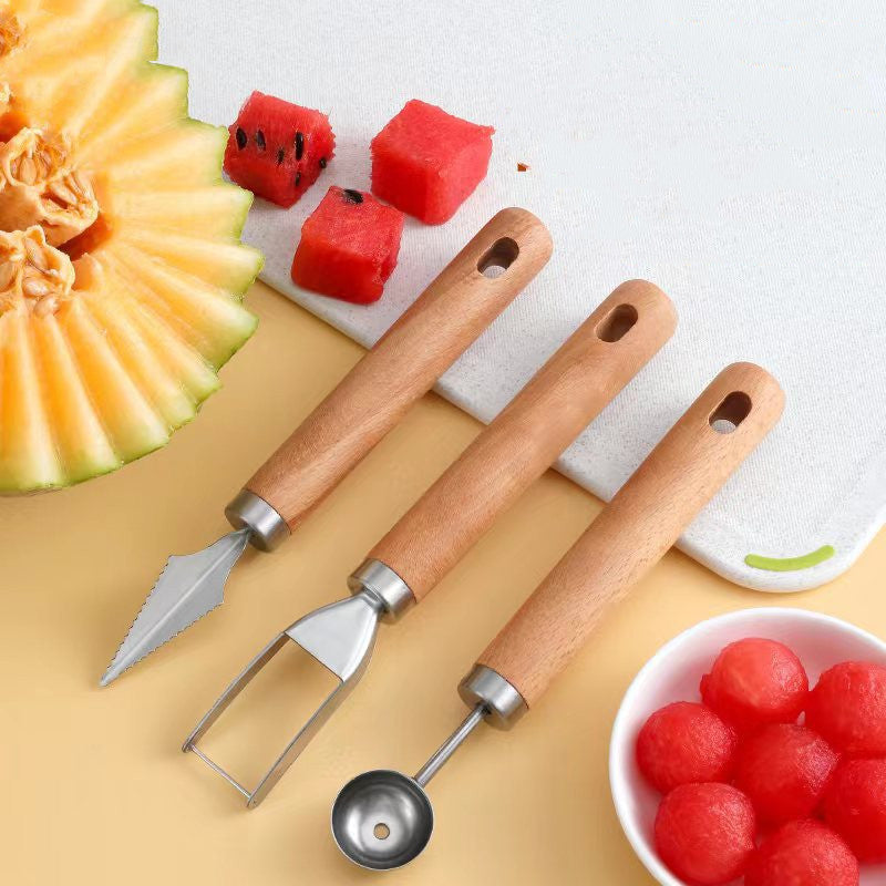 Fruit Splitter – Stainless Steel Knife with Wooden Handle for Fruit Cutting