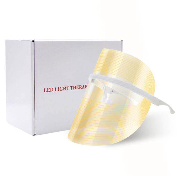 Transparent LED light therapy facial mask with red, blue, and yellow modes