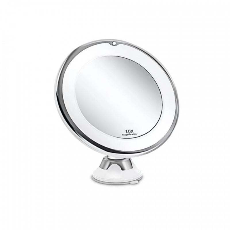 Compact white LED makeup mirror with bright supplement lights