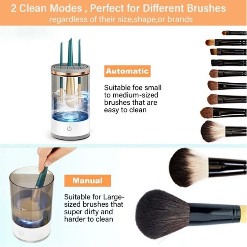 USB automatic makeup brush cleaner with rotating electric brush washing design