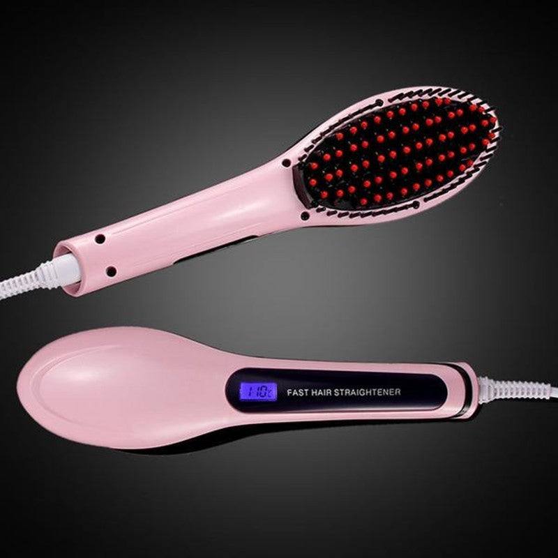 Paddle brush hair straightener with fast heating and ionic anti-frizz feature