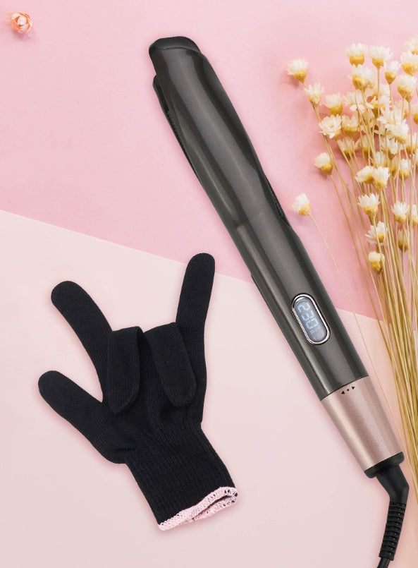 2-in-1 hair straightener and crimper with ceramic plates and LCD temperature display